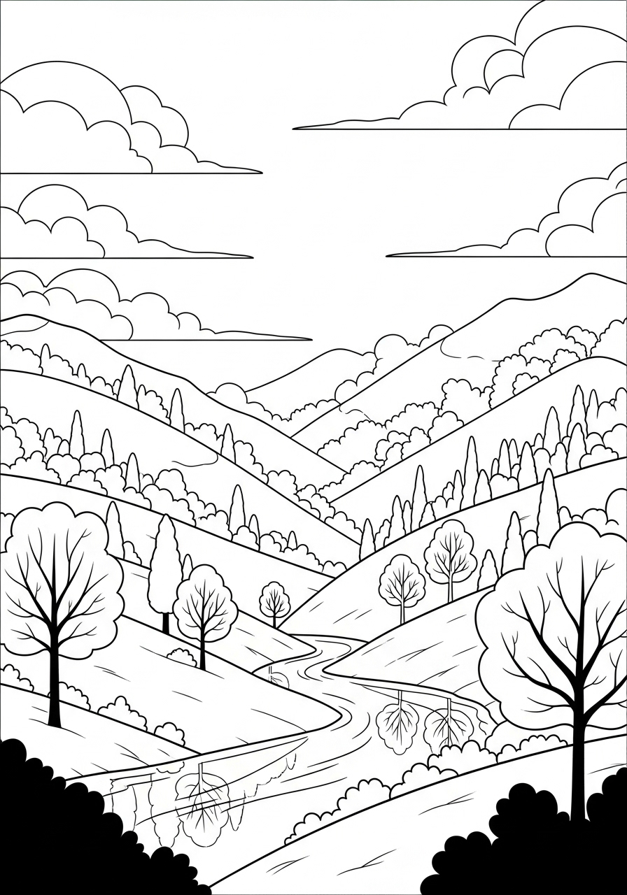 Paesaggio autunnale 19 immagini da colorare Paesaggio autunnale gratis