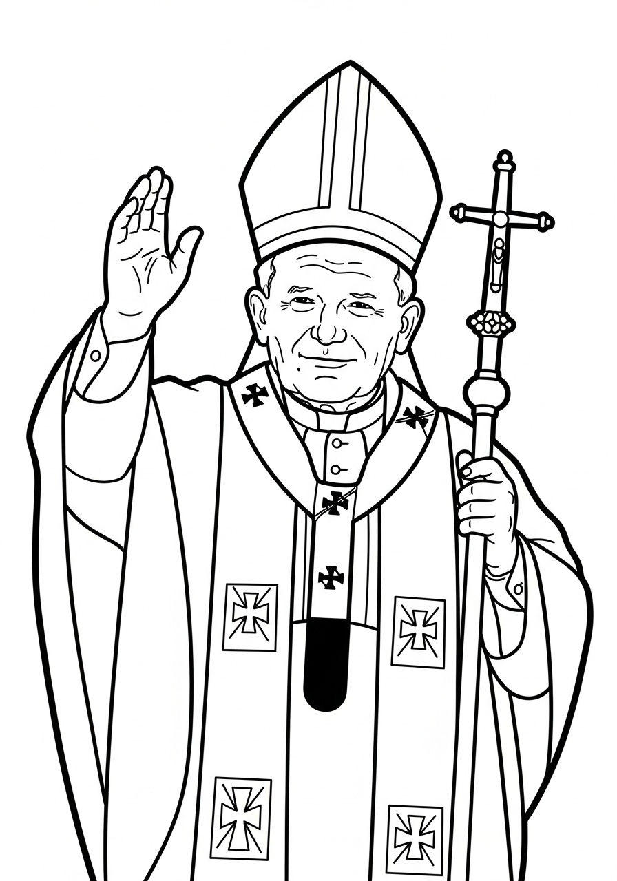 Papa Giovanni Paolo II 23 disegni Papa Giovanni Paolo II da colorare