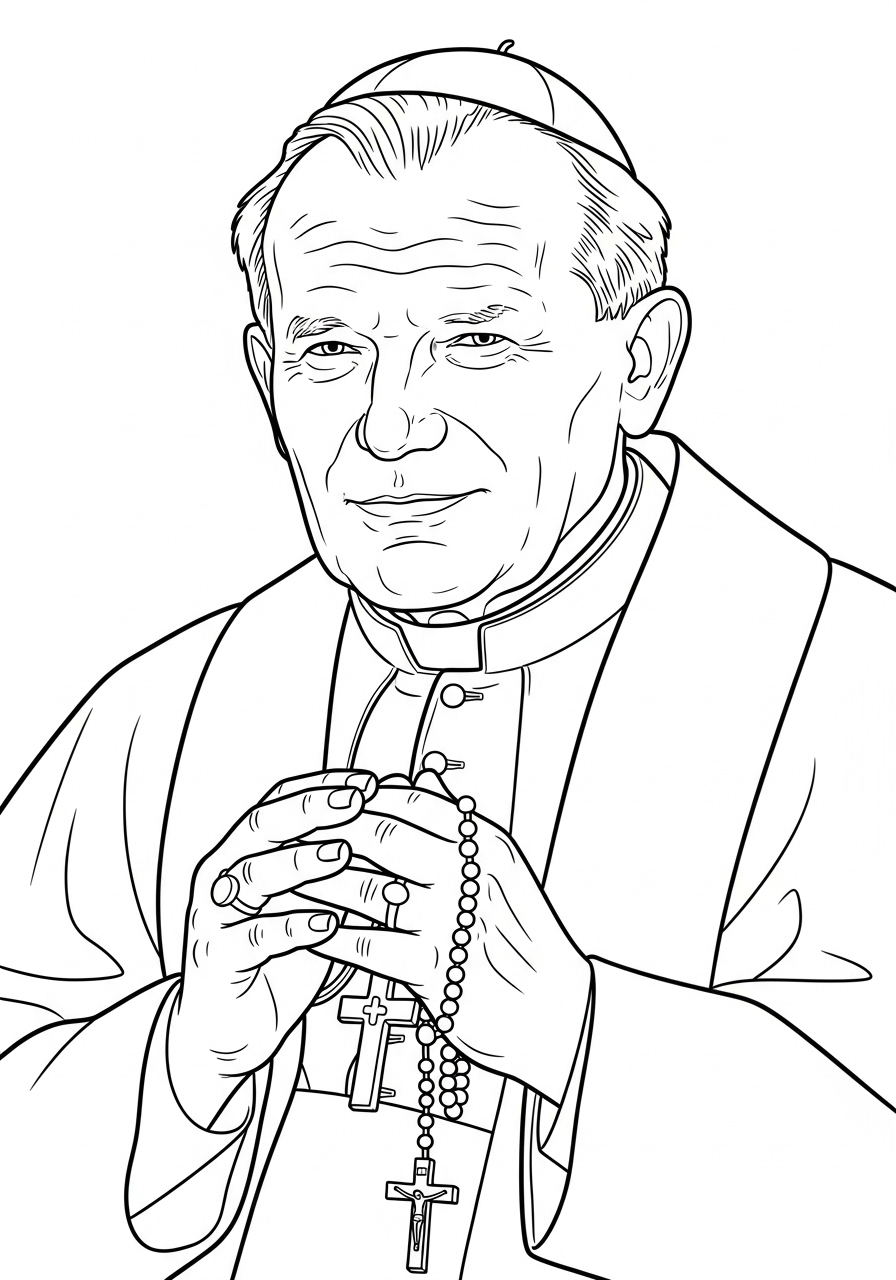 Papa Giovanni Paolo II 14 disegno di Papa Giovanni Paolo II da stampare e colorare