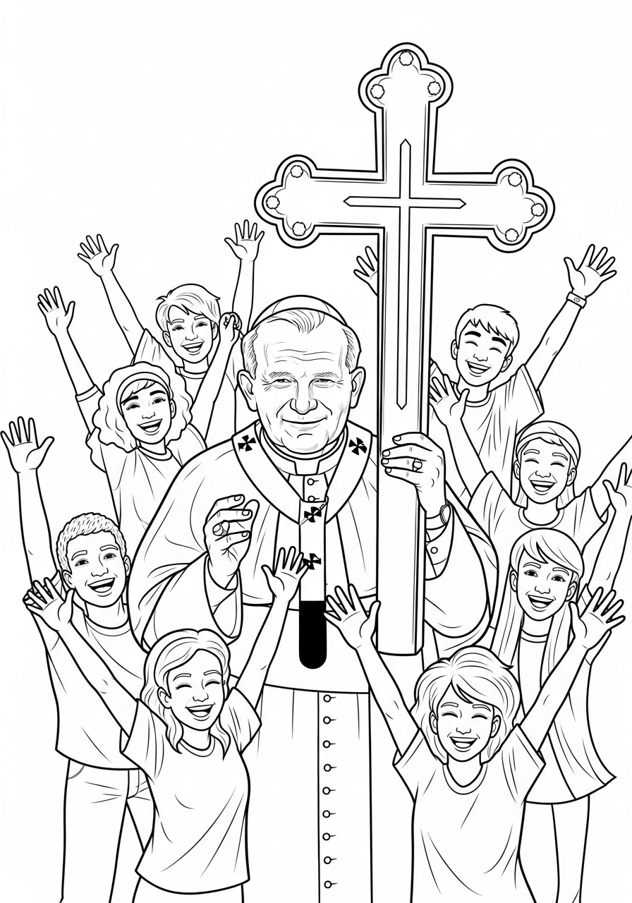 Papa Giovanni Paolo II 11 Papa Giovanni Paolo II da colorare e stampare gratis