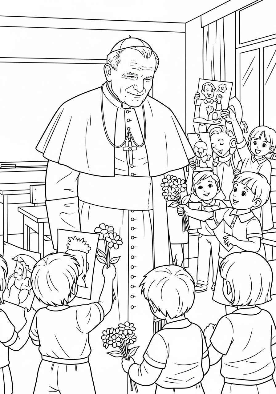 Papa Giovanni Paolo II 10 disegni di Papa Giovanni Paolo II da colorare per bambini 1
