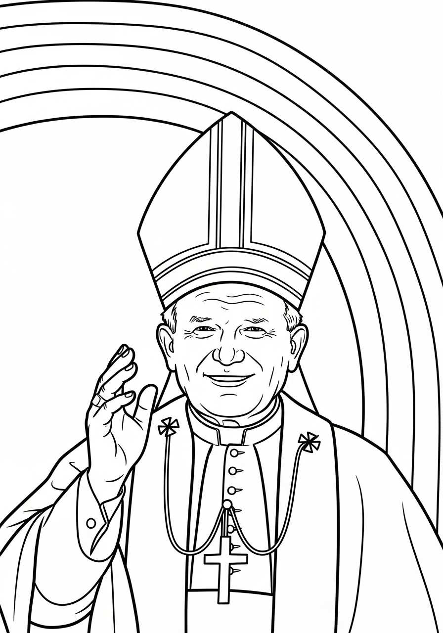 Papa Giovanni Paolo II 8 immagini da colorare di Papa Giovanni Paolo II