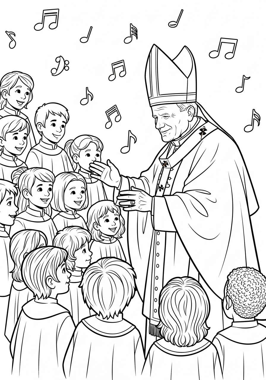 Papa Giovanni Paolo II 6 disegni da colorare Papa Giovanni Paolo II