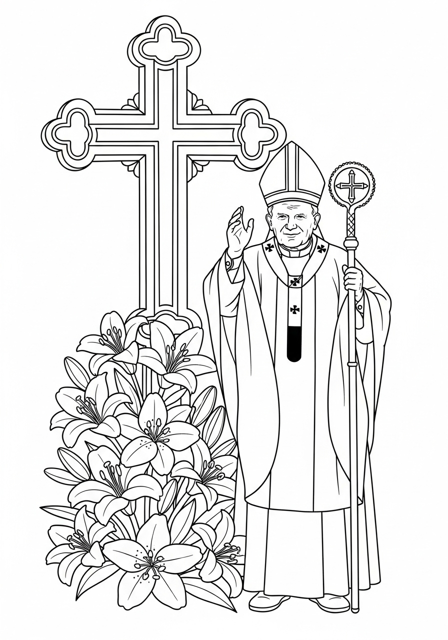 Papa Giovanni Paolo II 5 disegno Papa Giovanni Paolo II da colorare
