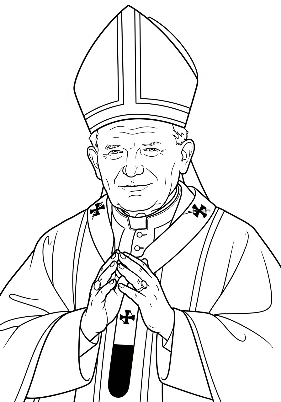 Papa Giovanni Paolo II 22 da colorare Papa Giovanni Paolo II disegno facile bambini