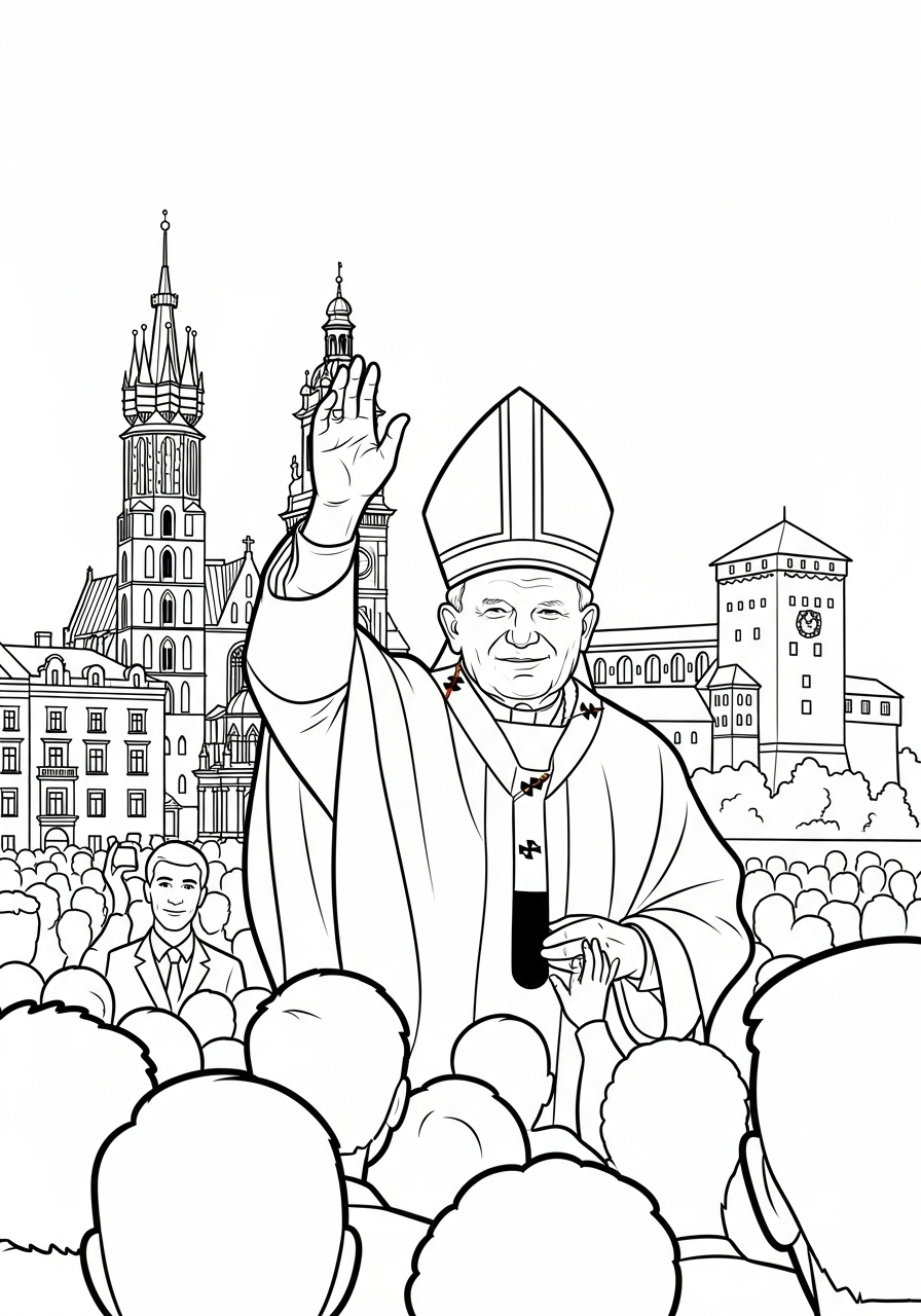 Papa Giovanni Paolo II 4 disegni di Papa Giovanni Paolo II da colorare per bambini
