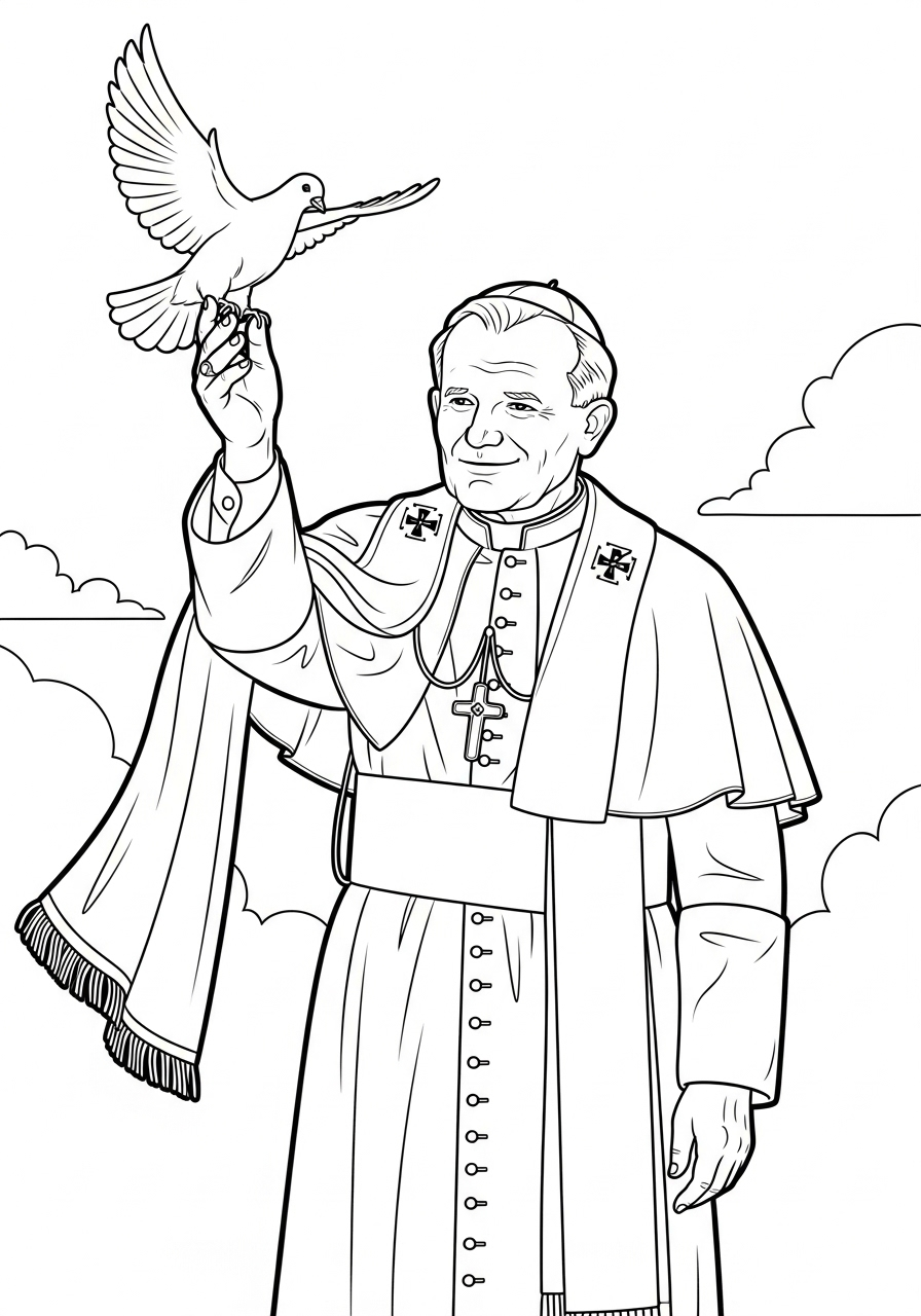 Papa Giovanni Paolo II 3 disegni di Papa Giovanni Paolo II da colorare e stampare gratis