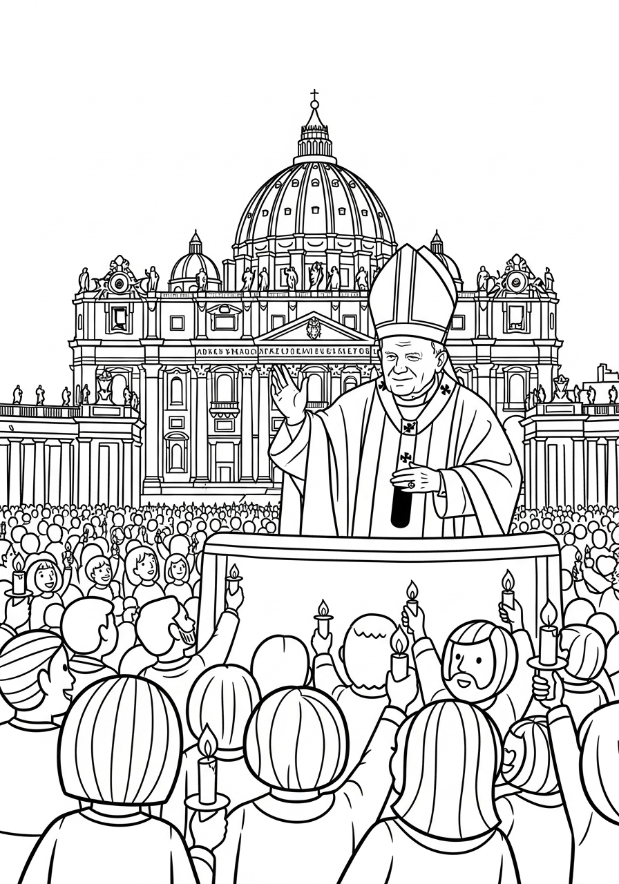 Papa Giovanni Paolo II 2 Papa Giovanni Paolo II da colorare e stampare