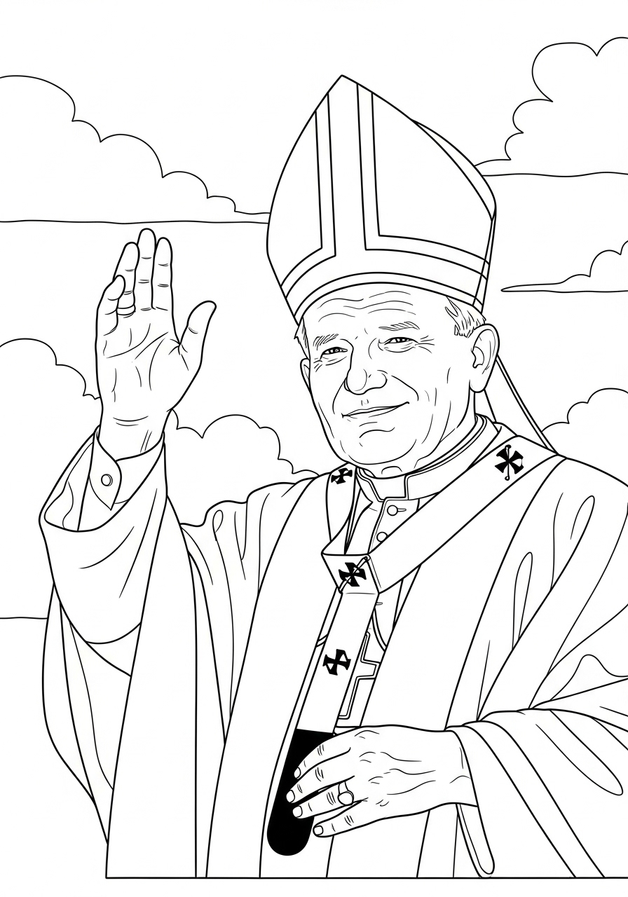 Papa Giovanni Paolo II 21 Papa Giovanni Paolo II da colorare e stampare gratis 1