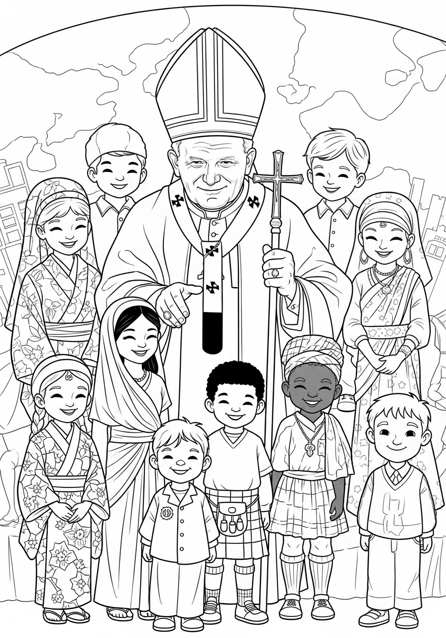 Papa Giovanni Paolo II 16 Papa Giovanni Paolo II da colorare facile