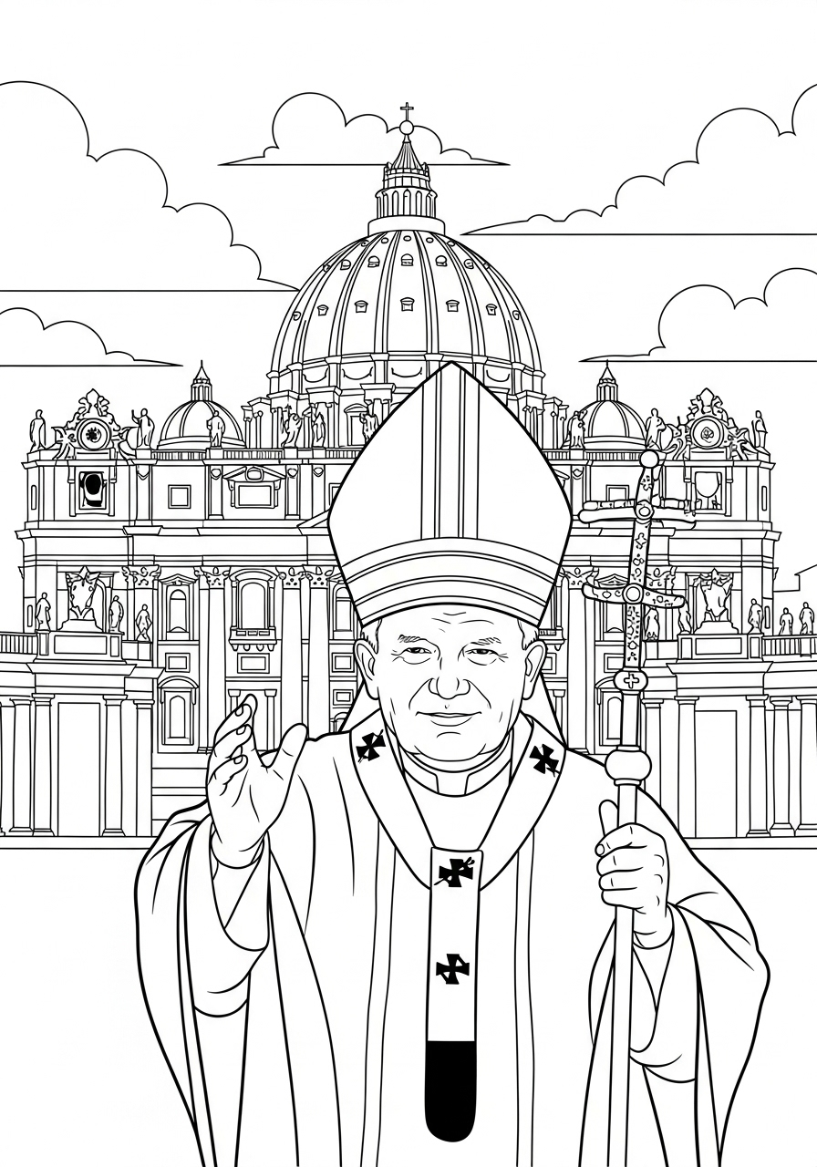 Papa Giovanni Paolo II 15 immagine da colorare Papa Giovanni Paolo II