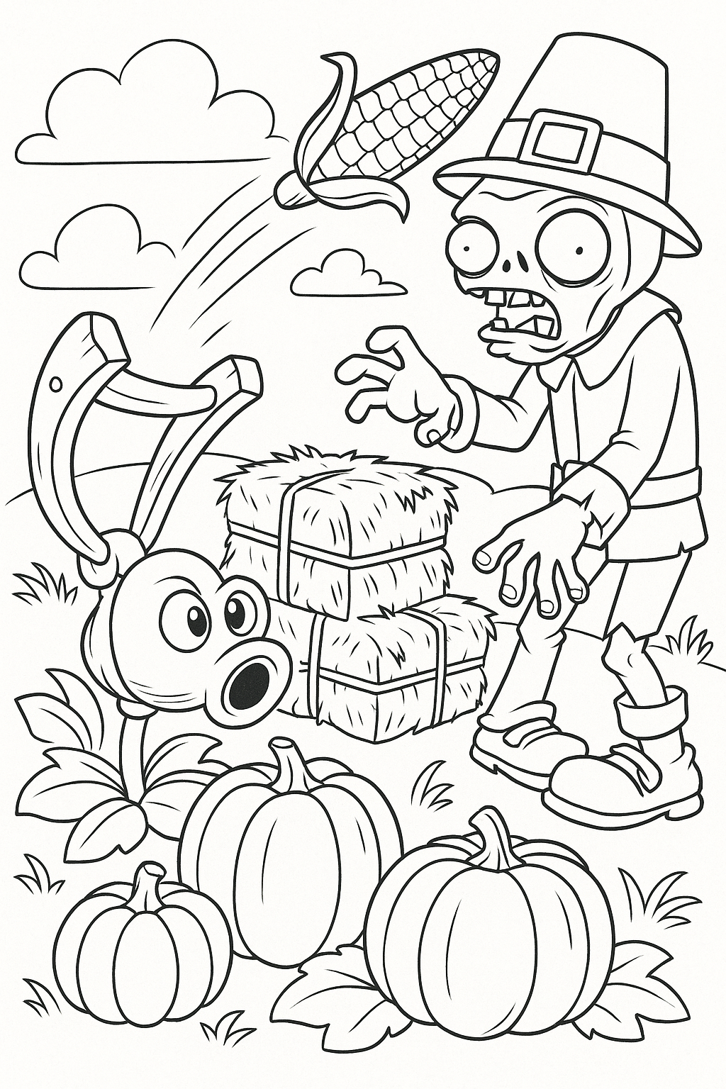 Plants vs. Zombies disegno da colorare facile