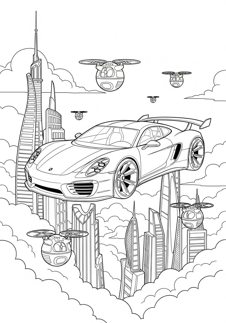 Porsche 5 immagini da stampare e colorare di Porsche