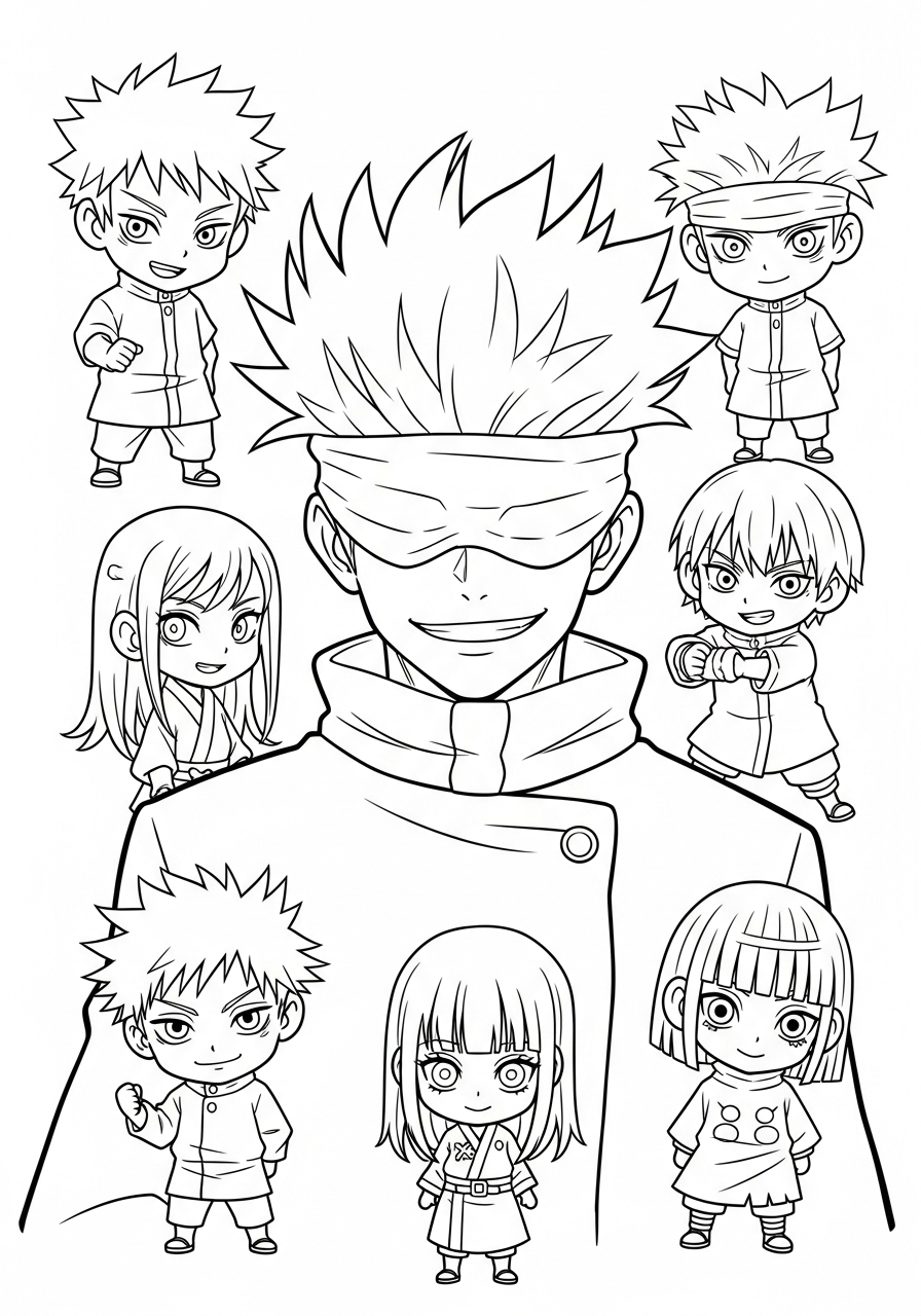 Satoru Gojo disegno da colorare facile