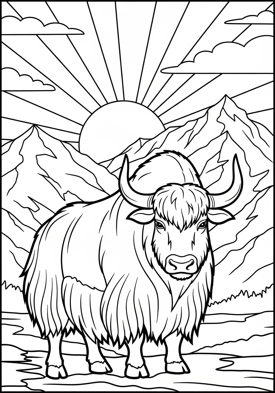 Yak 6 disegni facili di Yak da colorare