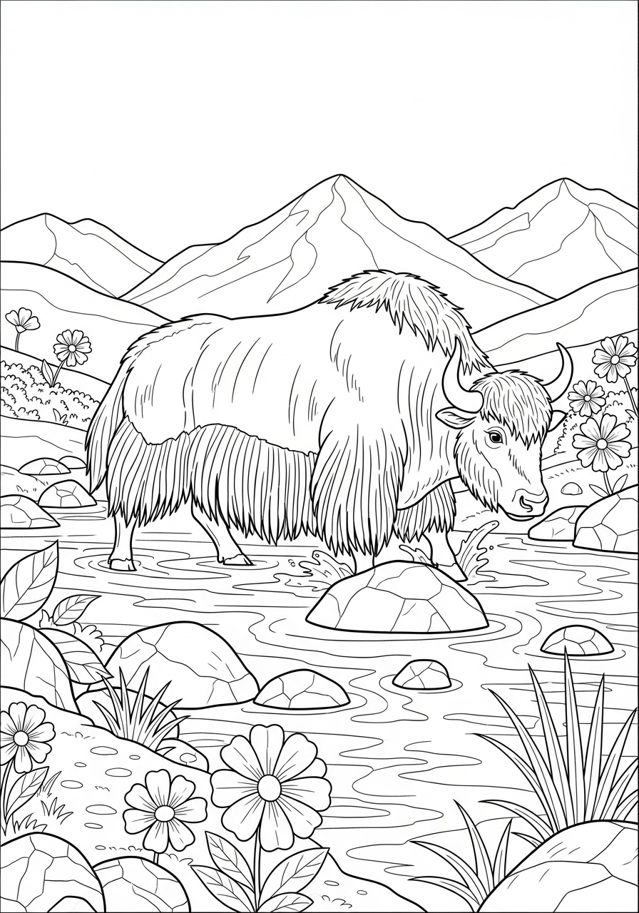 Yak 16 immagini da colorare Yak gratis