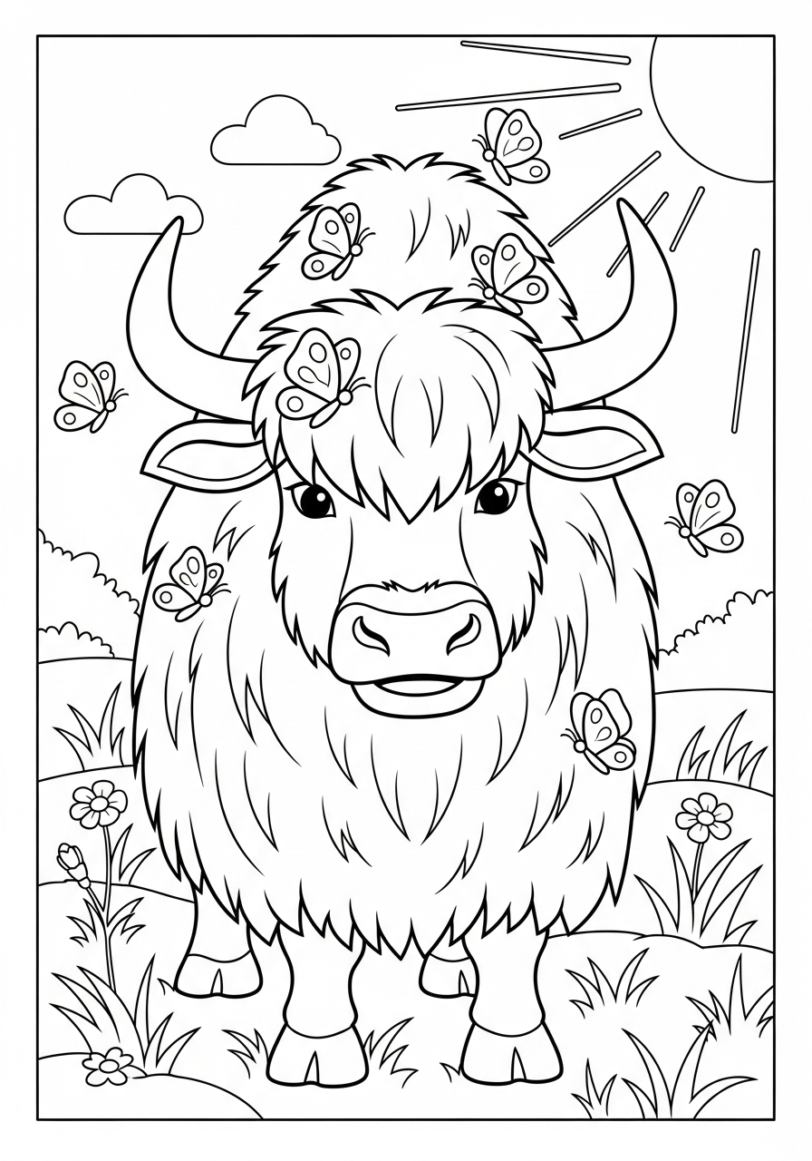 Yak 15 Yak disegno da colorare facile 1