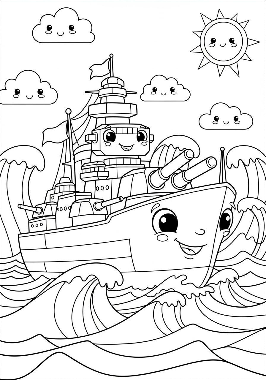 Corazzata da colorare per bambini