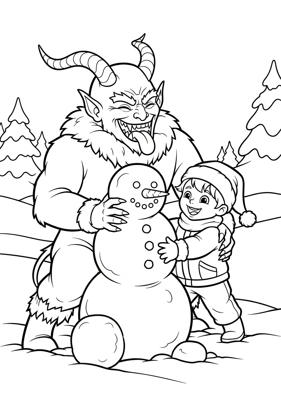 Krampus disegno da colorare facile