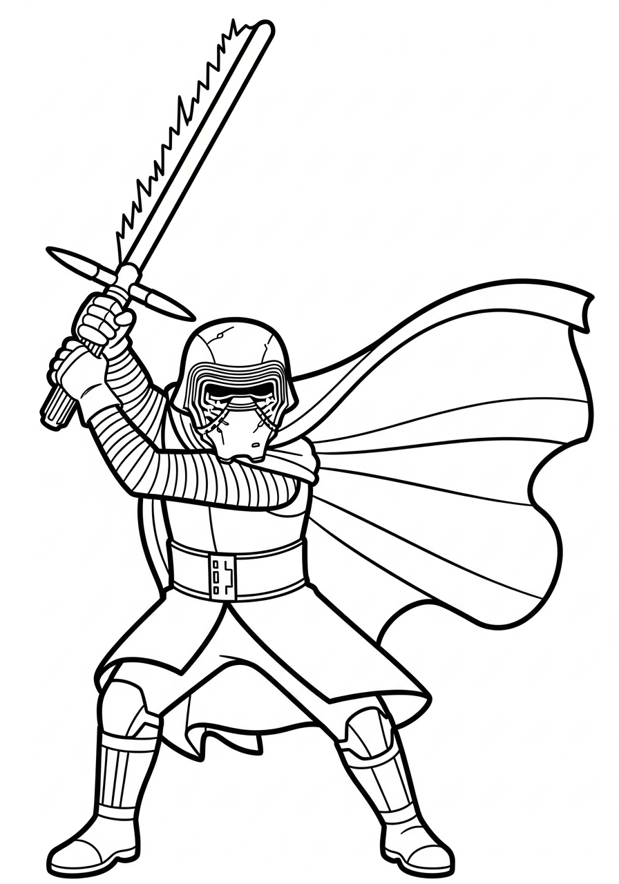 disegni da colorare gratis per bambini di Kylo Ren