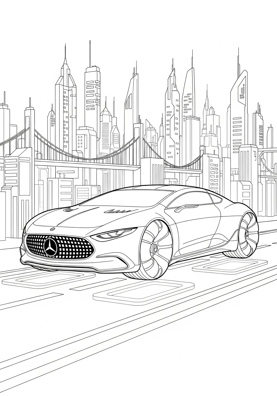 Mercedes 5 stampe da colorare per bambini Mercedes