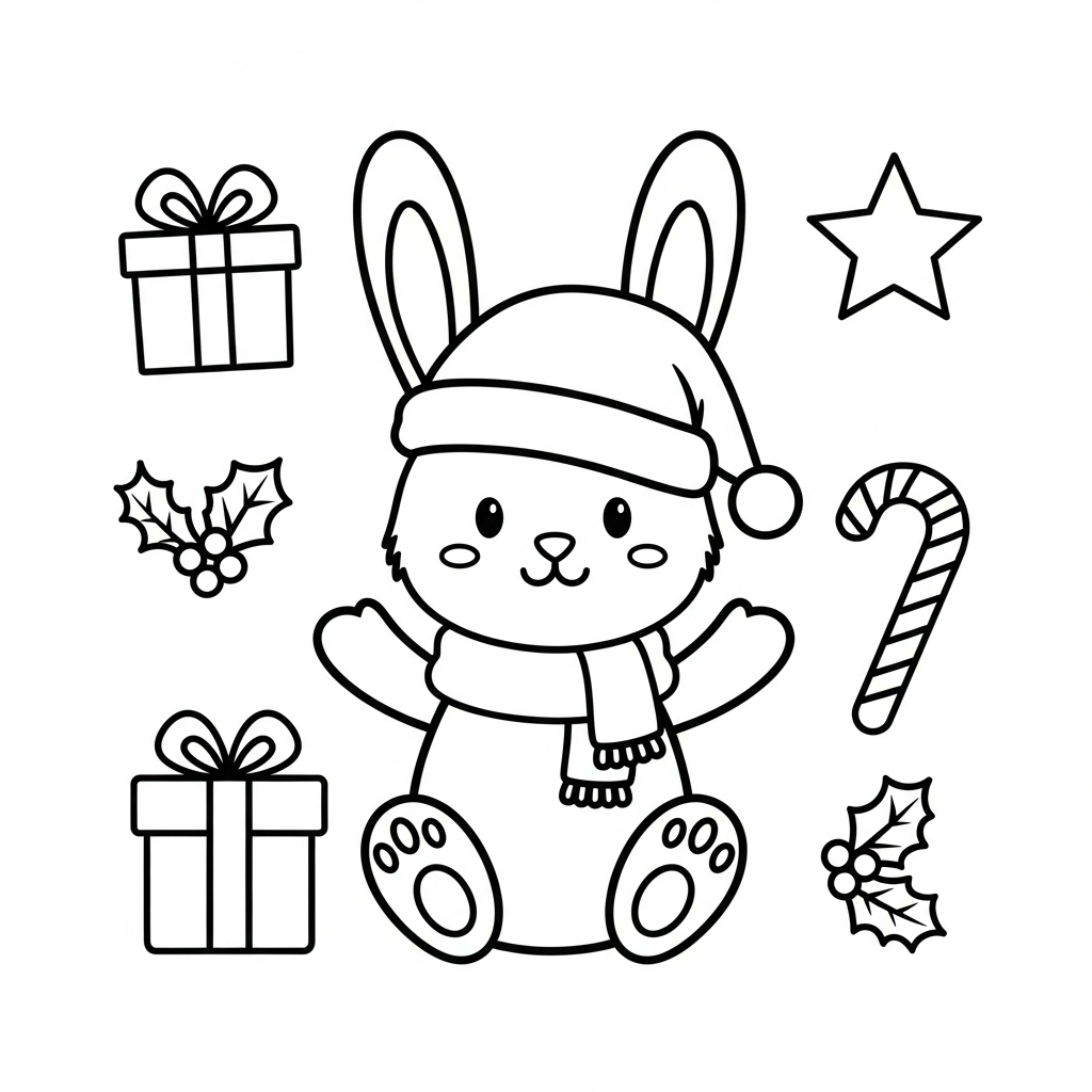 Coniglio di Natale da colorare thumbnail