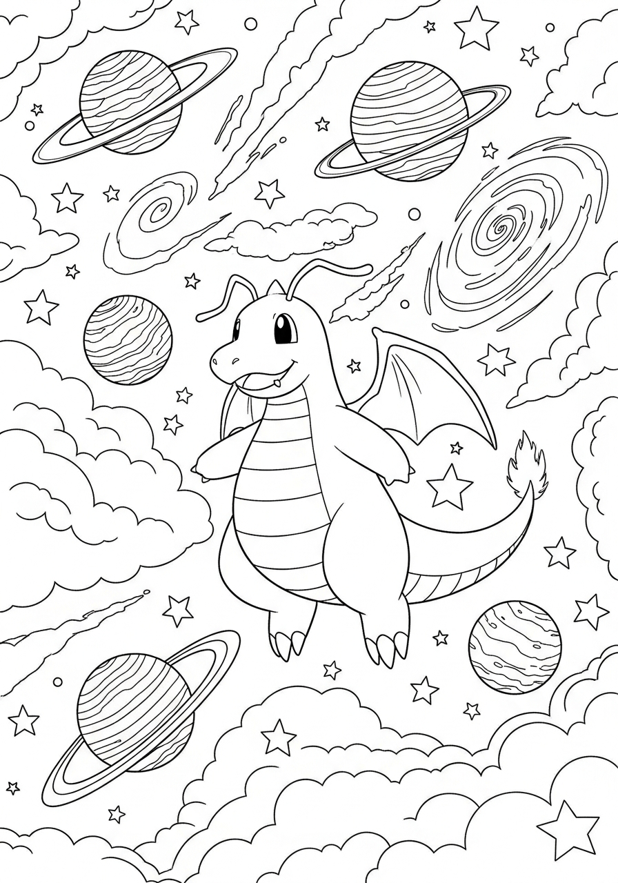 Dragonite da stampare e colorare gratis