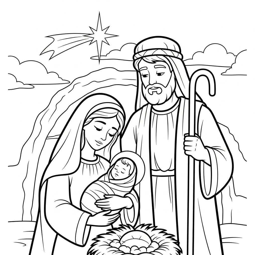 Sacra Famiglia da colorare thumbnail