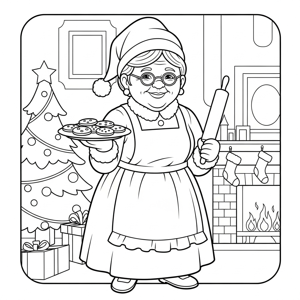 Signora Natale da colorare thumbnail