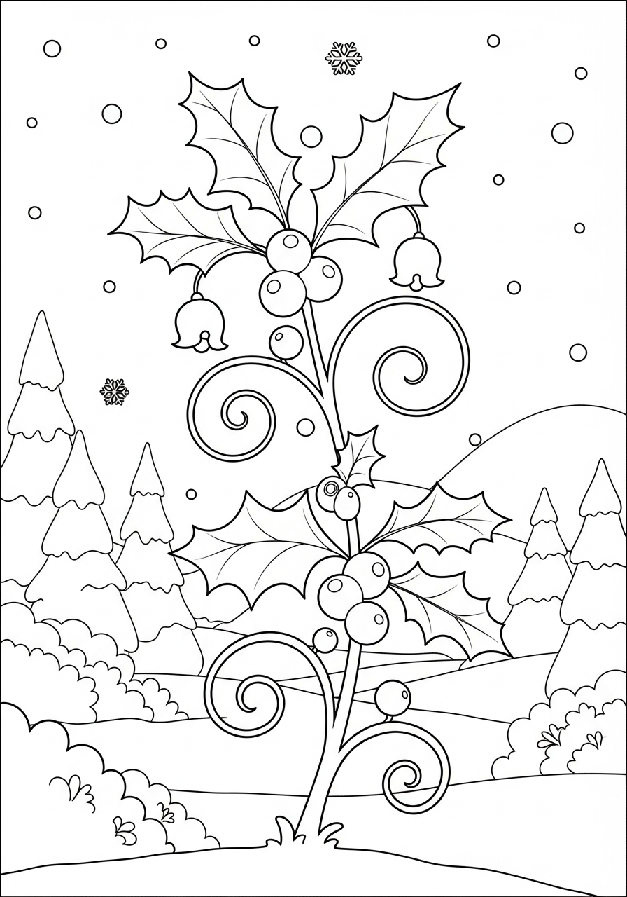 Agrifoglio 4 disegni di Agrifoglio da colorare e stampare gratis