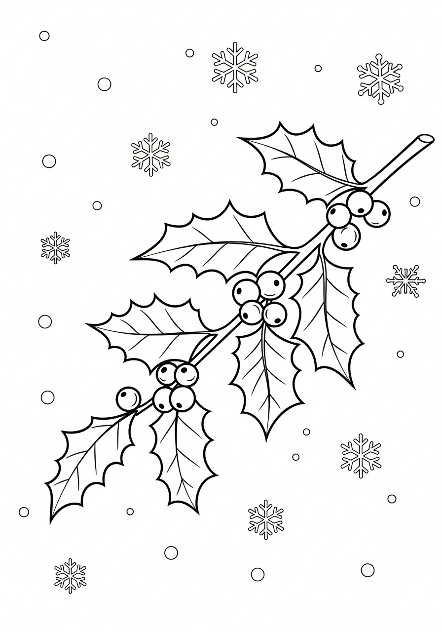 Agrifoglio 18 Agrifoglio disegno da colorare facile 1