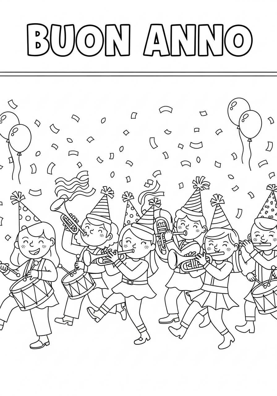 Buon Anno 12 disegni Buon Anno da colorare