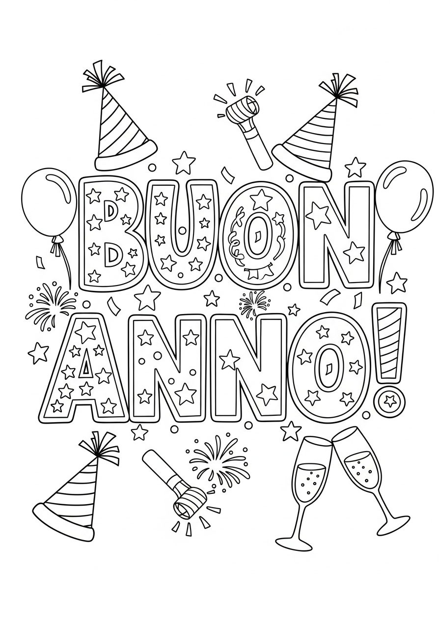 Buon Anno 7 immagine da colorare Buon Anno