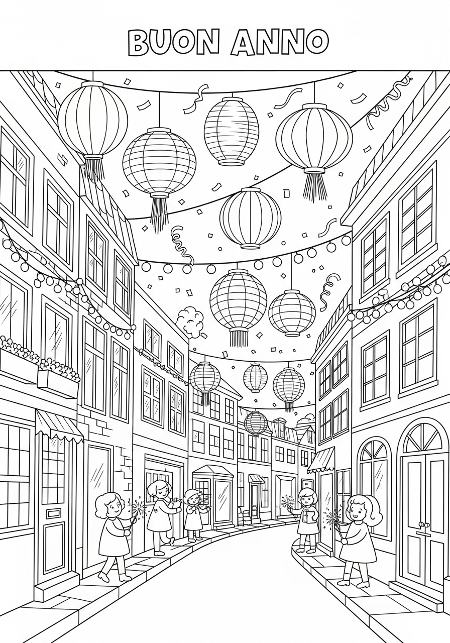 Buon Anno 6 foto di Buon Anno da colorare