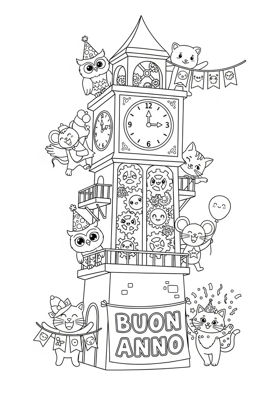 Buon Anno 5 Buon Anno da stampare e colorare per bambini