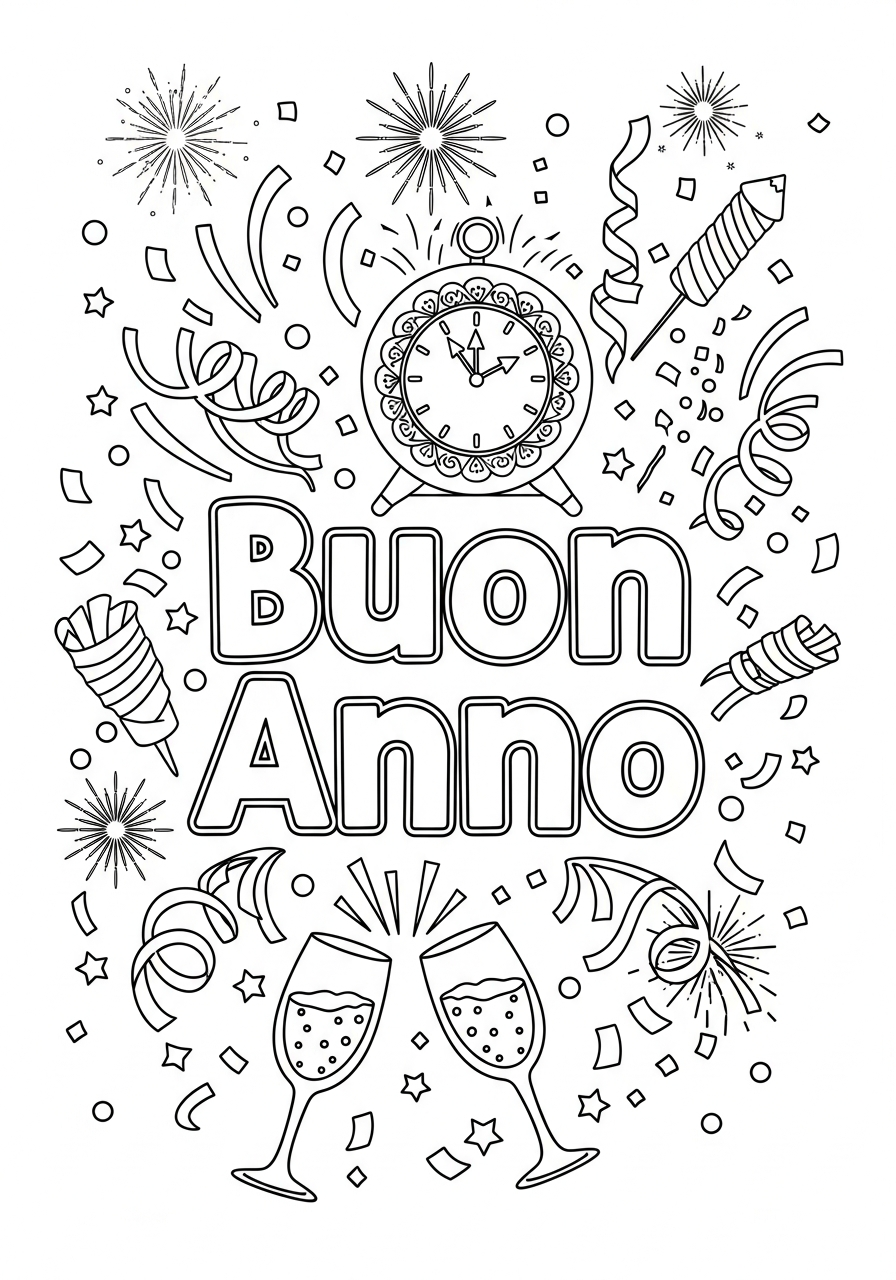 Buon Anno 22 immagini da colorare di Buon Anno 1