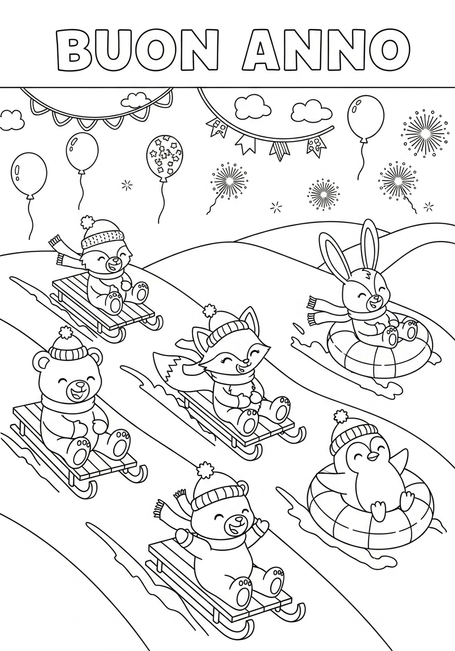 Buon Anno 4 disegni Buon Anno facili da colorare