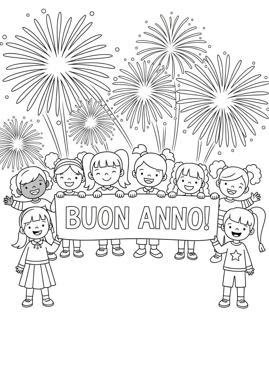 Buon Anno 17 Buon Anno disegno da colorare facile