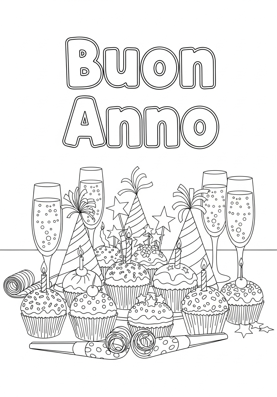 Buon Anno 15 disegno di Buon Anno da stampare e colorare