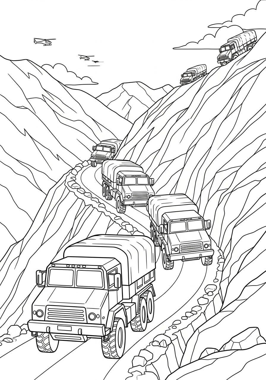 Camion Militare 11 da colorare Camion Militare disegno facile bambini