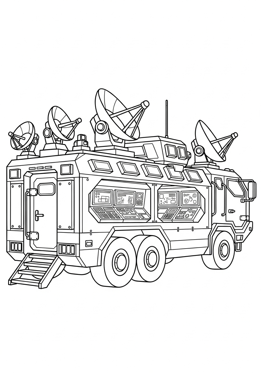 Camion Militare 6 immagini da stampare e colorare di Camion Militare