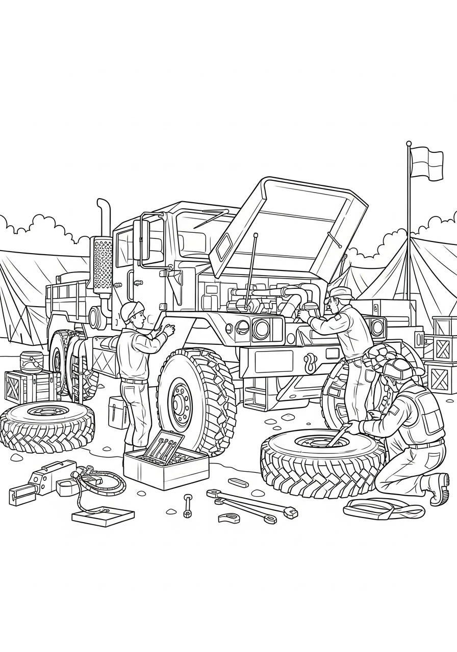 Camion Militare 5 Camion Militare da colorare bambini