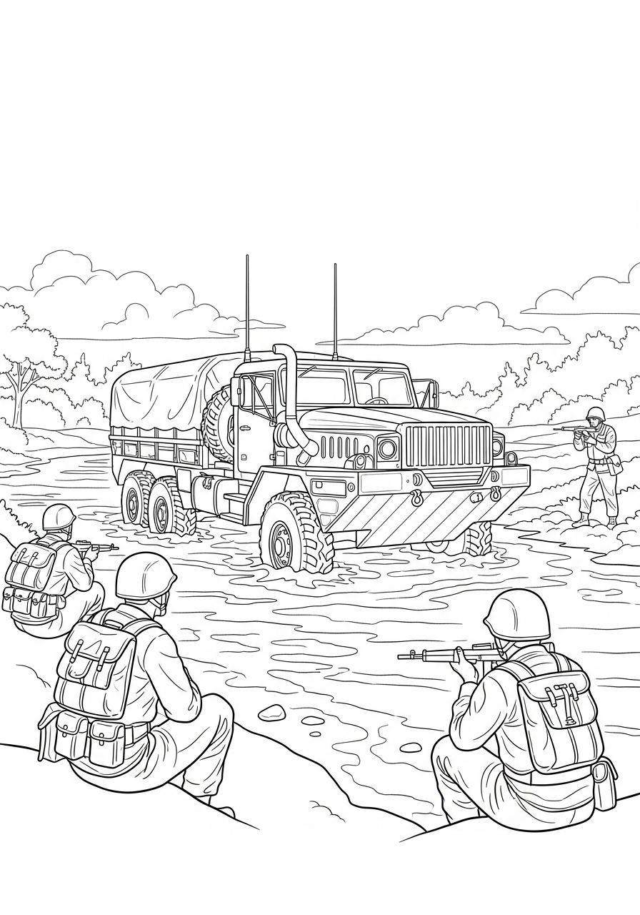 Camion Militare 18 disegni di Camion Militare da colorare per bambini