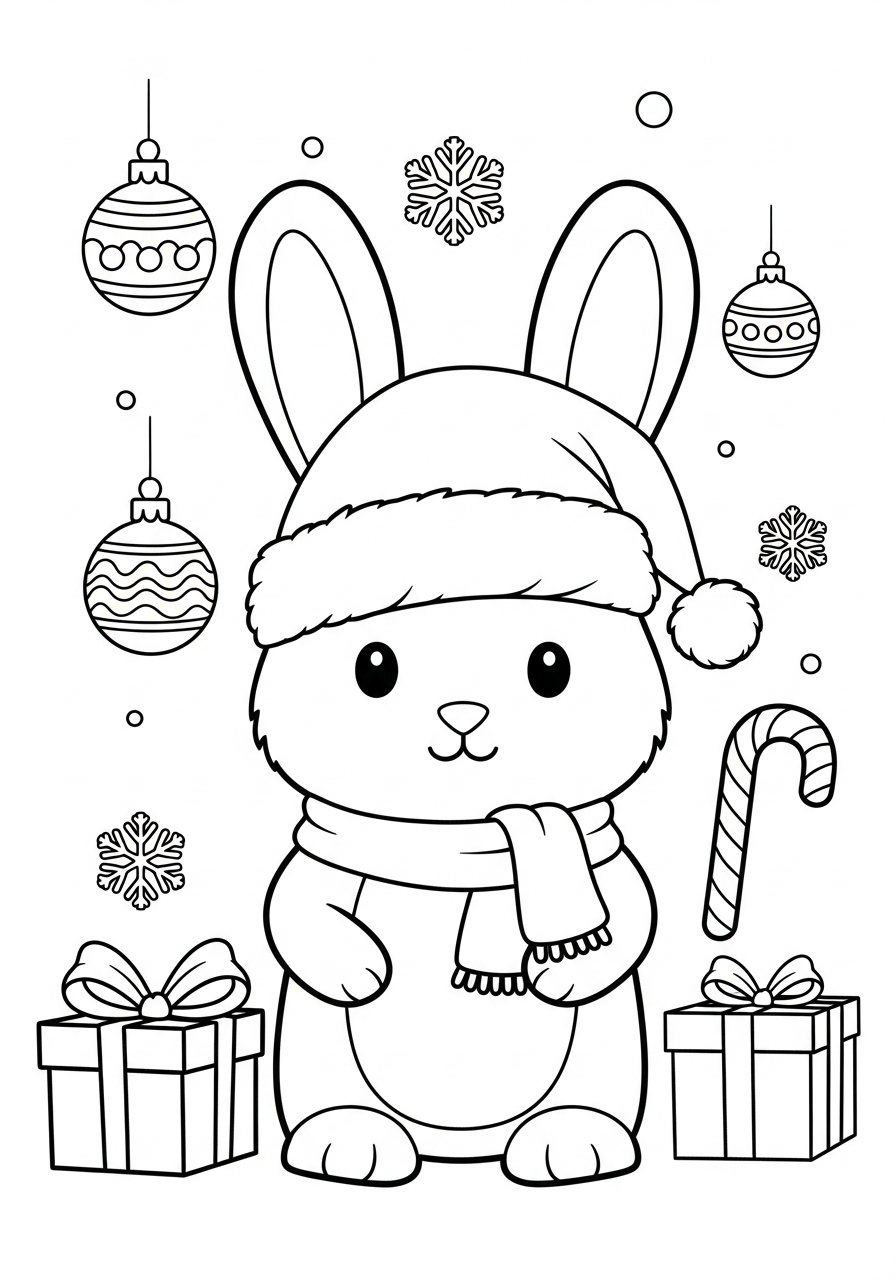disegno Coniglio di Natale da colorare 1