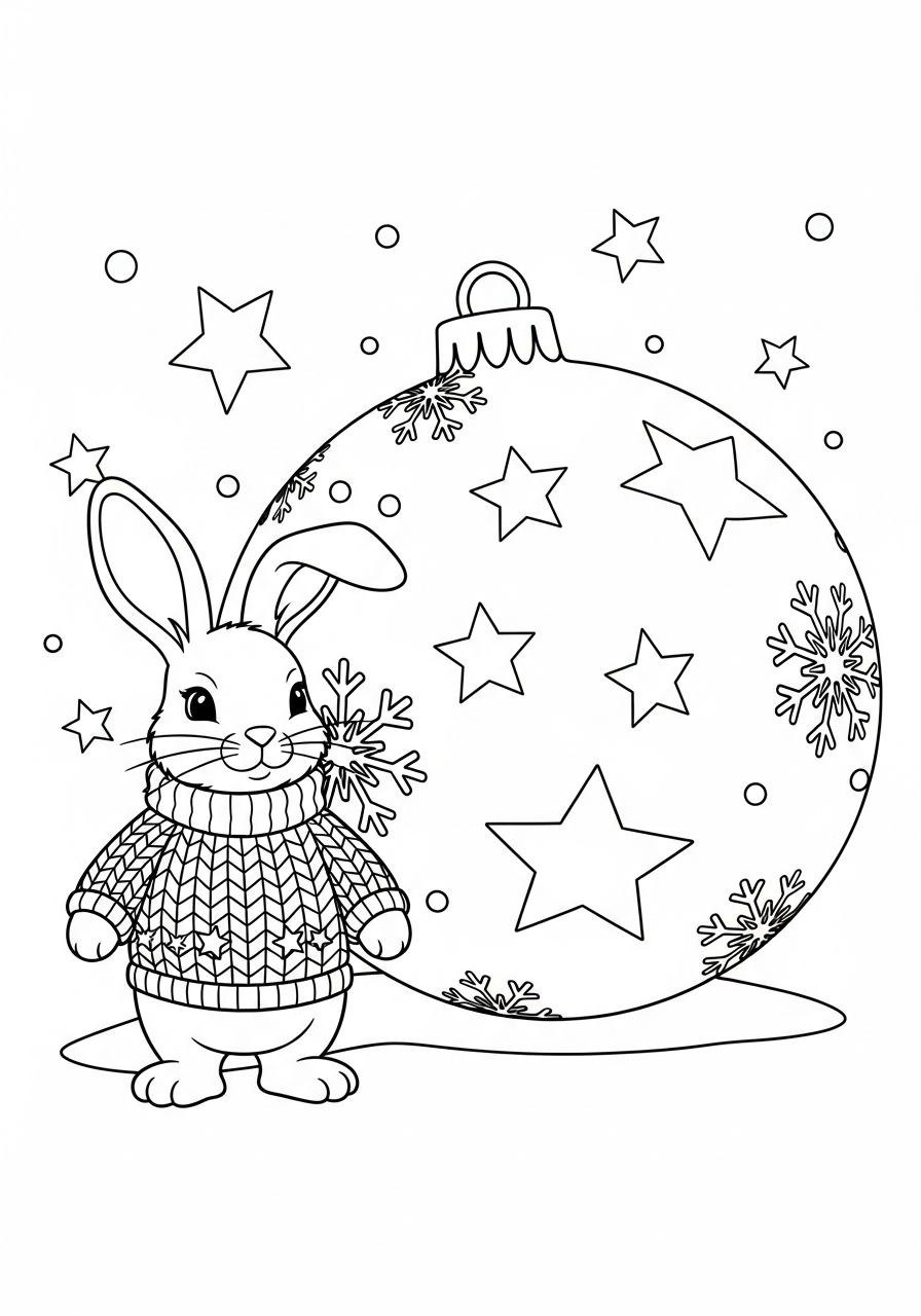 disegni da colorare gratis Coniglio di Natale