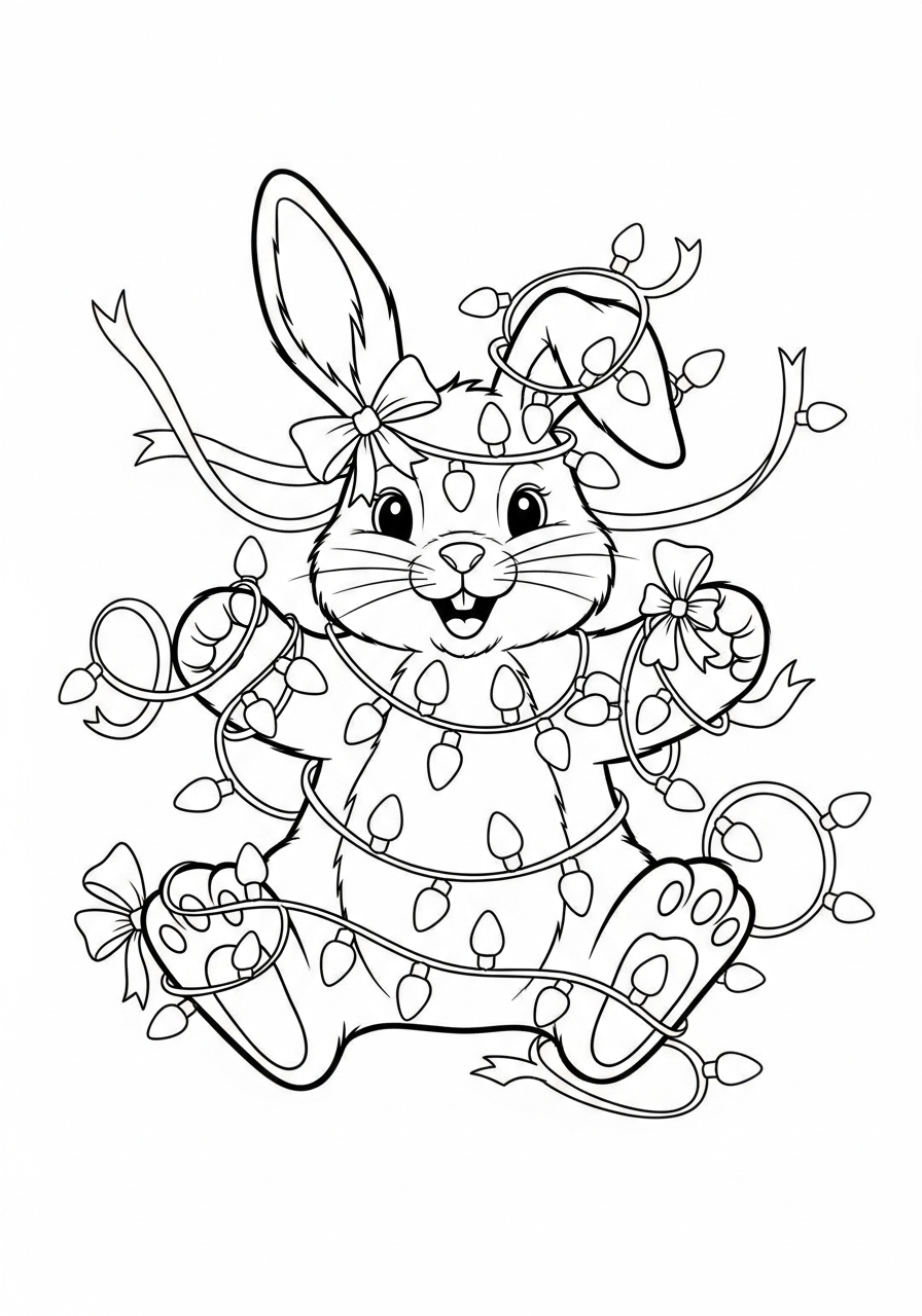immagini di Coniglio di Natale da stampare e colorare