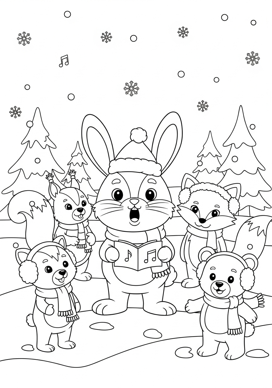 disegno Coniglio di Natale da colorare