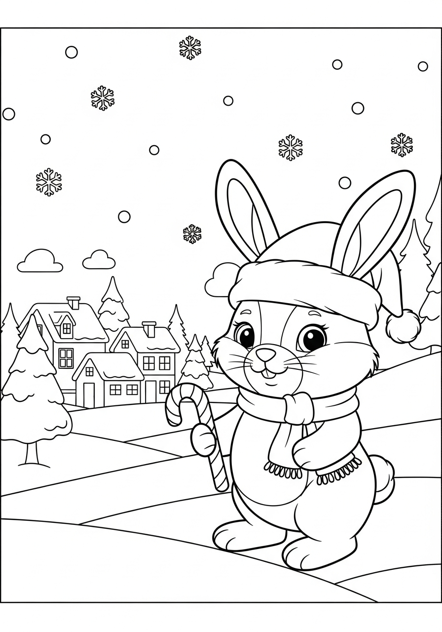 foto Coniglio di Natale da colorare