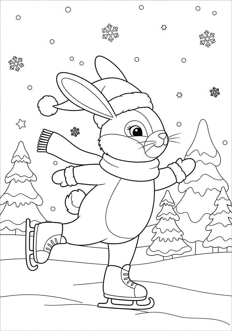 da colorare Coniglio di Natale disegno facile bambini