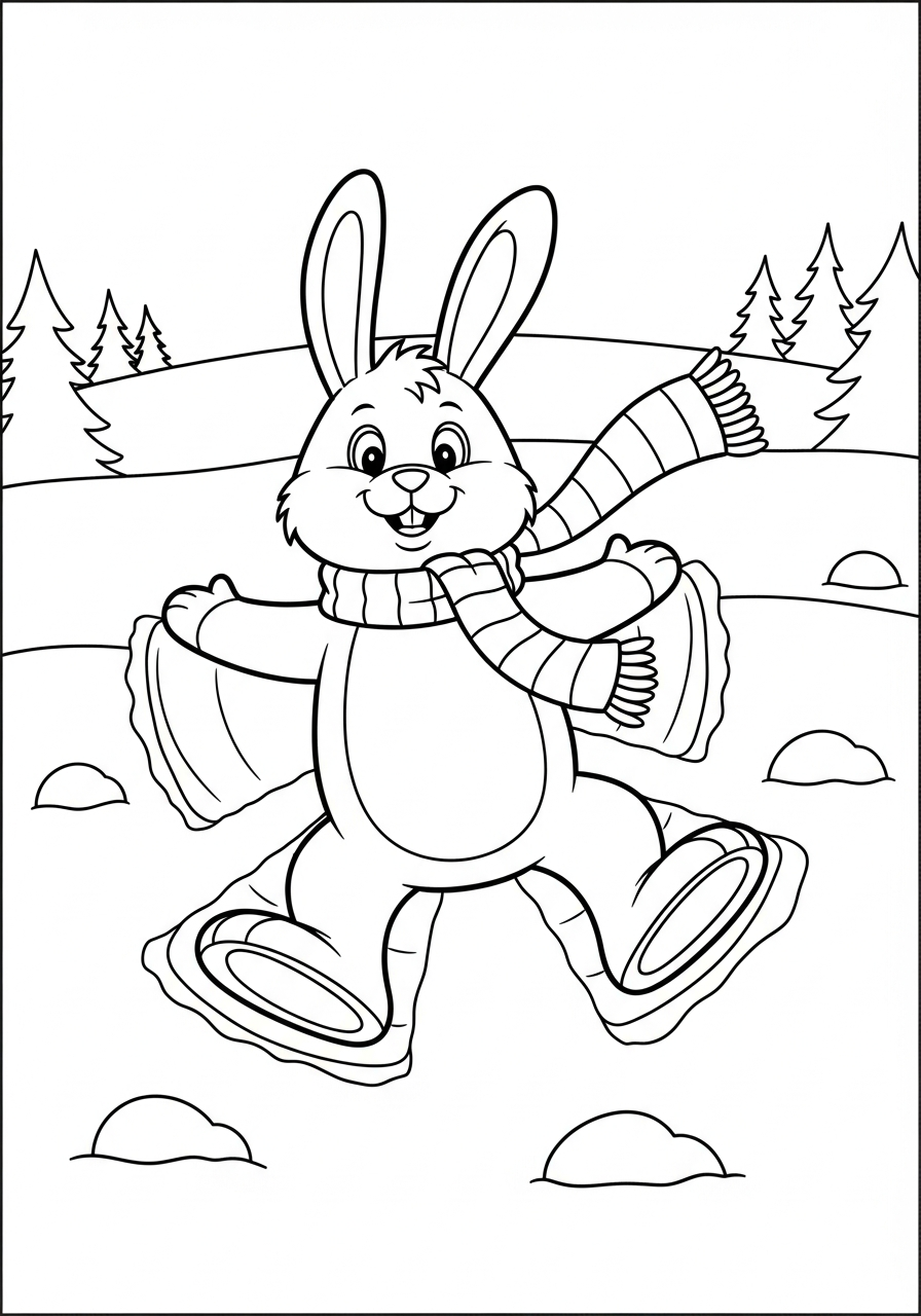 disegni Coniglio di Natale facili da colorare